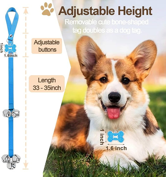 2 Pack Dog Bells, Puppy Potty Training Bell Dog Doorbell Potty Train Dog Bell for Potty Training Door Bells for Dogs to Ring to Go Outside Jingle Bells for Door Knob (Light Blue)