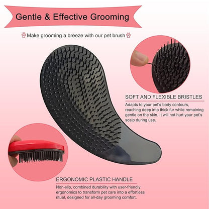 Puppy Brush - Soft Dog Brush - Perfect Yorkie, Shih Tzu, Maltipoo & Maltese Grooming - Gentle Hair Remover for Easy Pet Grooming at Home (Rose Red)