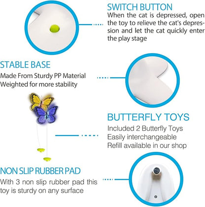 AFP Interactive Cat Toy, Butter-Fly Interactive for Indoor Cats, Flutter Bug Cat Toys, Flutter Rotating Kitten Toys with 2 Replacements