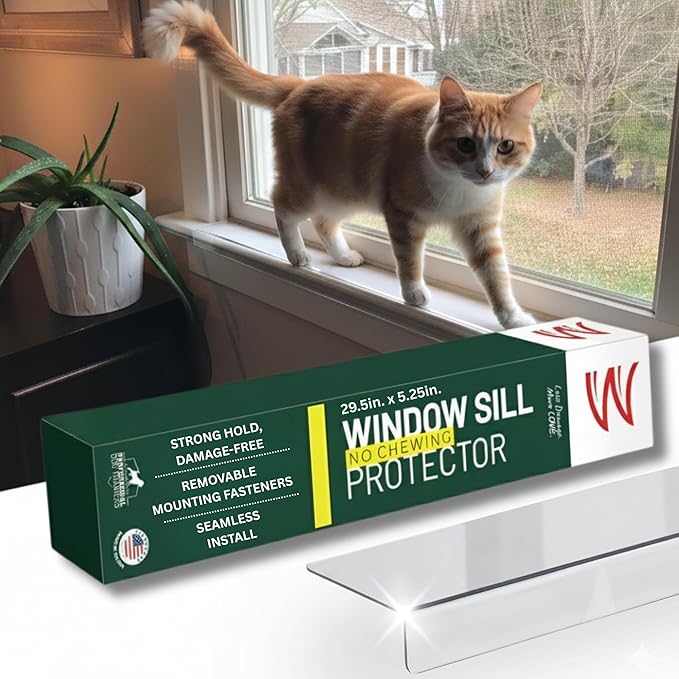 CLAWGUARD Plexiglass Window Sill Protector – Thick Crystal Clear Window Sill Cover & Extender – Window Ledge Protector for Dogs & Cats (29.5in. x 5.25in.)