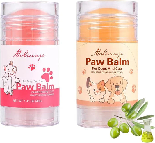 Lick-Safe Dog Paw&Nose Balm with Coconut Oil|Natural Ingredients Paw Cream&Wax for Dry,Large-Capacity Package of 1.41oz|Cracked Pads & Snouts| Cat Moisturizer&Soother (Mixed Colors)