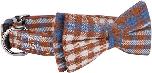 Faleela Soft &Comfy Bowtie Dog Collar,Detachable and Adjustable Bow Tie Collar,for Small Medium Large Pet (Small (Pack of 1), Blue and Whit)