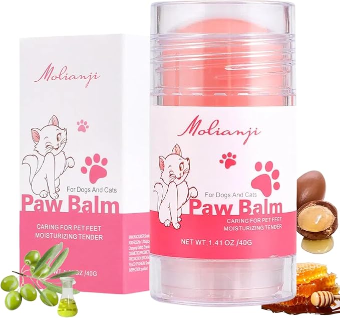 Cats Paw Balm Lick Safe,paw Butter for Cat-Friendly Natural Ingredients1.41oz, Pet Paw Wax moisturizer for Cat,for Healing Cracked Dry Paws,Snouts,Joint Care,Nose Butter for Cats,Pink
