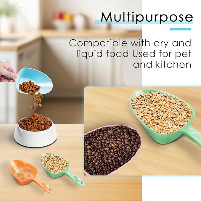 Melamine Pet Food Measuring Scoop, 1 Cup 1/2 Cup 1/4 Cup with Clear Measurement Lines for Dog, Cat, Bird, and Rabbit, Durable, Ergonomic Handle, Dishwasher safe-Baby Blue & Baby Pink