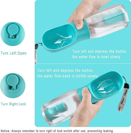 Dog Water Bottle with Food Container & Poop Bag Holder, Travel Water Bowl, Portable Pet Dispenser, Dog Gifts Stuff Accessories Items, Puppy Essentials for Yorkie Chihuahua Walking Hiking