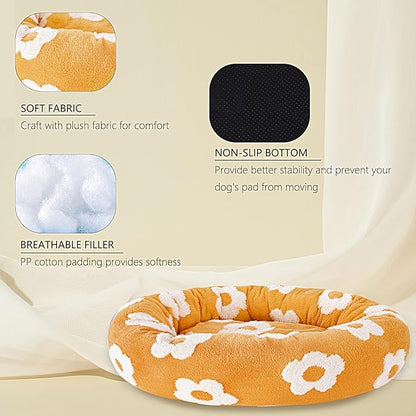 39 Inch Calming Dog Bed for Large Dogs, Round Anti-Anxiety Warm Bed, Soft Cozy Anti-Slip Donut Washable Pet Bed, Fits up to 100 lbs Pets