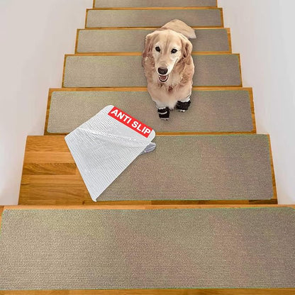 Nonslip Stair Treads Wooden Steps, 15 PCS 30" x 8" Safety Rug Slip Resistant Runner with Reusable Adhesive, Carpet Landing Mat for Family Elders Pets Soft Stair Mats Indoor (Mocha)