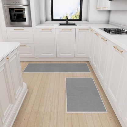Kitchen Mat 1 PCS, Cushioned Non Slip Rugs for Kitchen Floor, Absorbent Runner Comfort Standing Mats Washable for Kitchen, Office, Home (Grey, 17.3"x47")