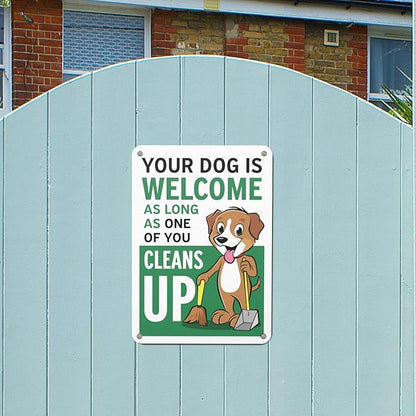 (2 pack) 7" x 10" Clean Up After Your Dog Sign – Aluminum | UV Protected, Laminated, Water & Dust Resistant | Outdoor Pet Waste Reminder with Rounded Corners