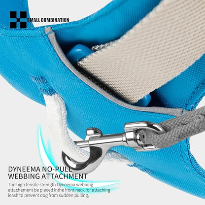 Lightweight Dog Harness, Large to Very Large Breeds, Adjustable Fit.Pet Harness with Pocket, Dog Training Harness for Outdoor Walking Running, Hiking (Blue, L)