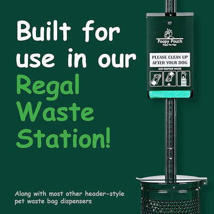 Header Pet Waste Station Bags - 2,400pcs of 8" x 13" Hanging Dog Waste Station Bags - Light, Durable, & Opaque Design - Single-Pull & Easily Disposable Refills