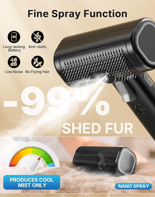 5-in-1 Cat Hair Brush & Gromming Rakes, Cat Steam Comb for Long or Short Haired Indoor Cats, Dog Hair Spritz Comb for Deshedding and Untangling, Pet Brush for Dog Kitten Rabbit Massage