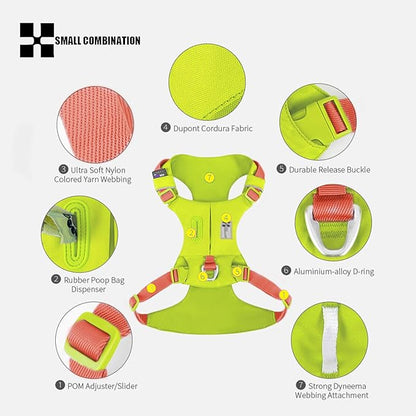 Lightweight Dog Harness, Large to Very Large Breeds, Adjustable Fit.Pet Harness with Pocket, Dog Training Harness for Outdoor Walking Running, Hiking (Lemon Yellow, M)