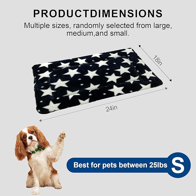 Washable Dog Bed Mat With Anti-Slip Bottom, Deluxe Plush Memory Foam Crate Pad & Waterproof Outdoor Kennel Mat For Dogs & Cats-Durable Crates Beds, Large Medium Small Puppy Size 24" x 18",Blue