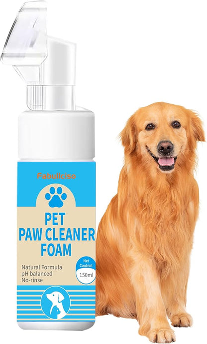 Dog Paw Cleaner with Soft Silicone Brush & No-Rinse Foam – Gentle Mud, Dirt, and Odor Removal for Dogs and Cats – Includes Moisturizing Paw Balm and Towel for Complete Paw Care