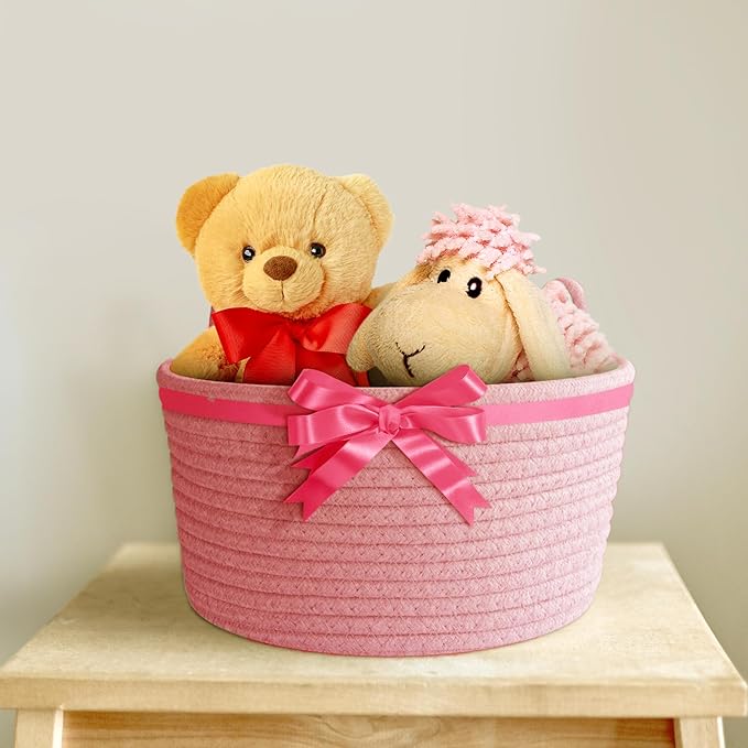 Large Cat Ears Toy Organizer, Woven Cotton Rope Basket, Decorative Nursery Bins & Boxes Gift Basket Empty for Baby Pet Toy Storage