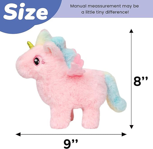 Hopearl Walking Unicorn with Glowing Horn Interactive Electronic Pet Plush Unicorn Toy with Sounds and Movements Animated Gift for Toddlers Birthday, Pink, 7''