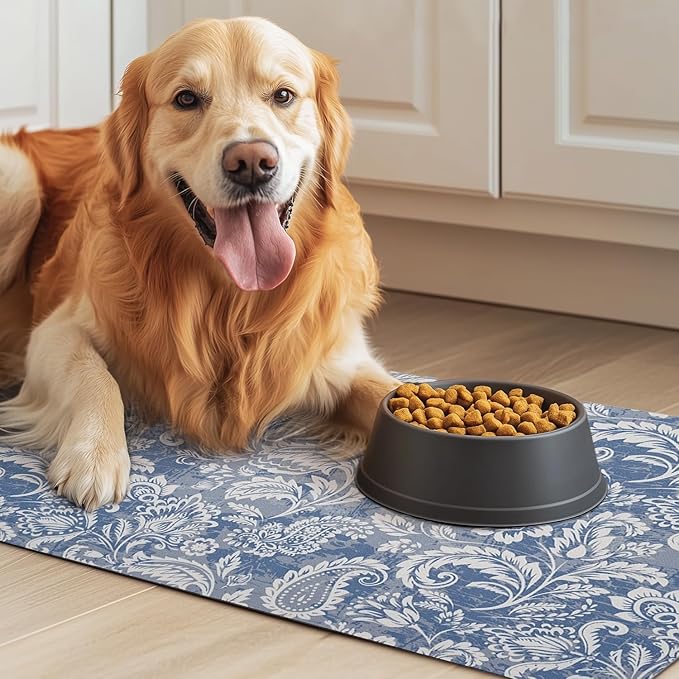 Dog Food Mat for Floors Waterproof Pet Placemat Cat Feeding Bowls Mats for Food and Water, Eco-Friendly Dog Accessories Diatomite Pets Supplies 17" X 30"