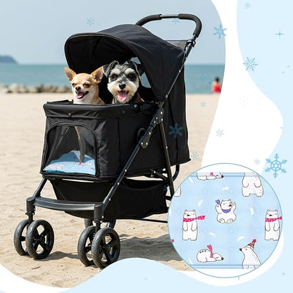 Nuanchu Dog Stroller Cooling Mat Waterproof Outdoor Pet Cooling Mat Washable Summer Cat Sleeping Blanket for Pet Stroller(11.81 x 19.69 Inches,Colorful Bear)