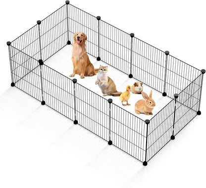 Small Animal Playpen - 12-Panel Metal Wire Pet Fence for Guinea Pigs, Rabbits, Bunnies - Indoor & Outdoor Portable Enclosure, Durable & Easy to Assemble