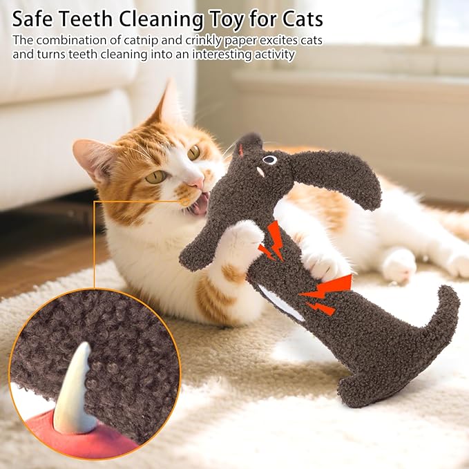 ETEKYER Refillable Catnip Toy for Cats - 13.77 Inch Large Cat Kicker Toy for Indoor Kittens, Crinkly Sound Interactive Kitty Toy Teeth Cleaning Fun