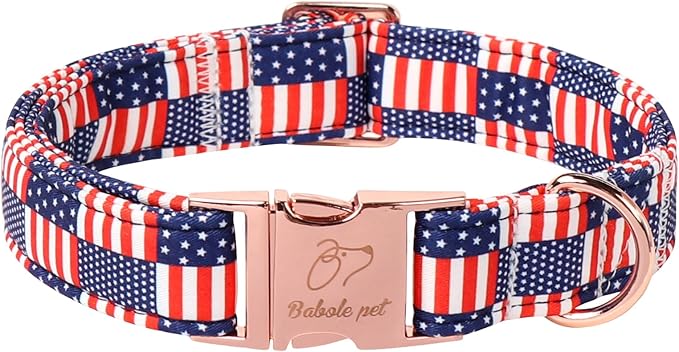 4th of July Dog Collar - US Flag Patriotic Dog Collars for Large Dogs, Adjustable Independence Day Stars & Stripes American Flag Collar L