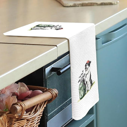 Golf Dog Kitchen Towels - Border Collie Dish Towels, Sports Gifts, Pet Golf Club Decorative Absorbent Dishcloths Hand Towels for Kitchen Gym Spa Decor 16x24 Inches