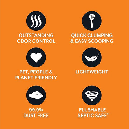 WORLD'S BEST CAT LITTER Low Tracking & Dust Control Multiple Cat Unscented 32-Pounds - Natural Ingredients, Quick Clumping, Flushable & Made in USA - Long-Lasting Odor Control & Easy Scooping