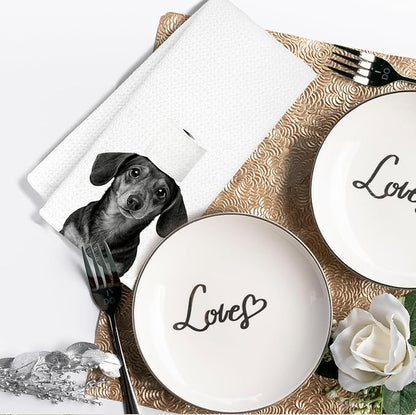 Funny Dachshund Hand Towels, Dachshund Doxie Gifts for Women, Weiner Dog Gifts Decorative Hand Towels for Bathroom Decor, Funny Dog Bathroom Decor, 16x24 Inch Set of 2