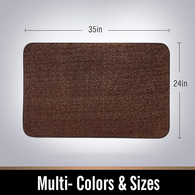 ITSOFT Dirt Trapper Indoor Door Mat & Entrance Rug For Wet Muddy Shoes and Pet Paws, Non-Slip Machine Washable, Shoe Scraper, Absorbent Welcome Dog Mat for Front Door, Entry Way (35x24, Brown & Camel)
