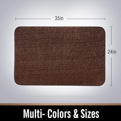 ITSOFT Dirt Trapper Indoor Door Mat & Entrance Rug For Wet Muddy Shoes and Pet Paws, Non-Slip Machine Washable, Shoe Scraper, Absorbent Welcome Dog Mat for Front Door, Entry Way (35x24, Brown & Camel)