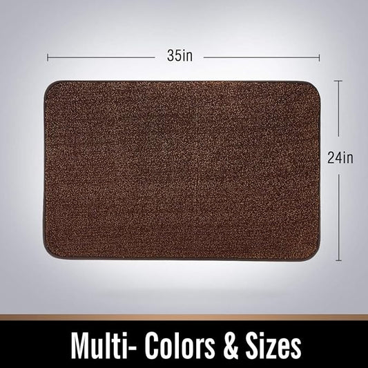ITSOFT Dirt Trapper Indoor Door Mat & Entrance Rug For Wet Muddy Shoes and Pet Paws, Non-Slip Machine Washable, Shoe Scraper, Absorbent Welcome Dog Mat for Front Door, Entry Way (35x24, Brown & Camel)