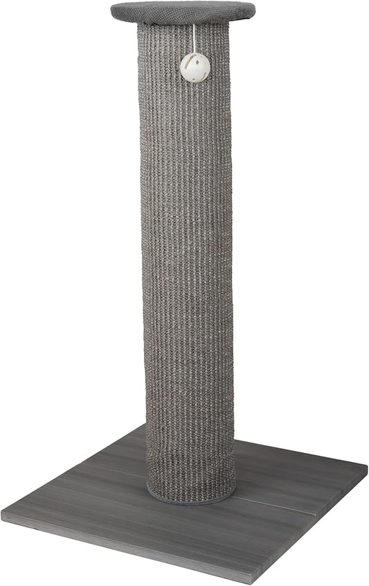 Kitty City Tall Sisal Cat Scratching Post, 32” Durable Scratcher with Sturdy Base & Hanging Jingle Toy, Easy Assembly, Furniture Protection for Indoor Cats - Gray