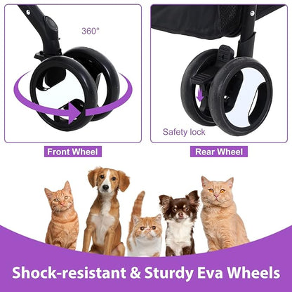 Dog Stroller Pet Strollers 3 Wheel Doggy Stroller for Small Medium Dogs Cats 3-in-1 Detachable Travel Carrier Pet Gear Stroller Wagons for Dogs Trolley for Cat Doggie Rabbit Puppy, Grey
