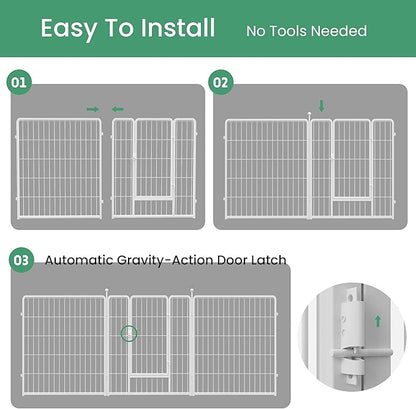 HealSmart Dog Playpen Indoor, Puppy Playpen Indoor Outdoor for Yard, Camping, RV, 32" Height 16 Panels Heavy Duty Dog Pen for Small/Medium Dogs, White