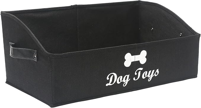 Morezi Linen-cotton blend dog toy basket and dog toy box, dog toy basket storage - Perfect for organizing pet toys, blankets, leashes, chew toys - Black - Dog