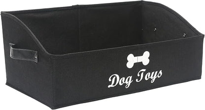 Morezi Linen-cotton blend dog toy basket and dog toy box, dog toy basket storage - Perfect for organizing pet toys, blankets, leashes, chew toys - Black - Dog