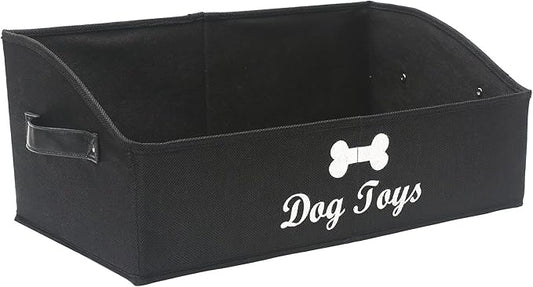 Morezi Linen-cotton blend dog toy basket and dog toy box, dog toy basket storage - Perfect for organizing pet toys, blankets, leashes, chew toys - Black - Dog