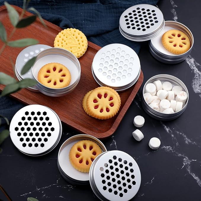 Oudain 12 Pack Dog Scent Work Tins, Dog Scent Training Box, Pet Nose Metal Container with 12 Magnetic Dots, Smell Training Kit Smell Canisters Aluminum Cans for Pet (Hexagon)