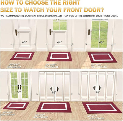 OLANLY Indoor Door Mat, 40x32, Non-Slip Absorbent Resist Dirt Entrance Mat, Washable Low-Profile Inside Entry Doormats for Entryway, Red