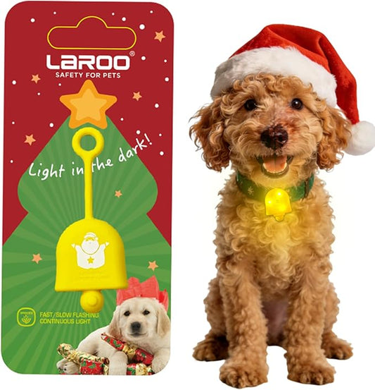 LaRoo Christmas Day Dog Lights for Night Walking,Led Dog Collar Lights for Nighttime Clip On Light up Dog Collar (Yellow)