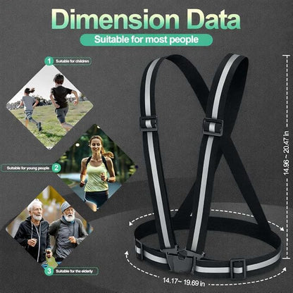 2 Packs Reflective Vest Running Gear, High Visibility Reflective Running Gear Adjustable Elastic Safety Vest for Night Jogging, Biking, Walking or Dog Walking, Running Vest for Men Women Children