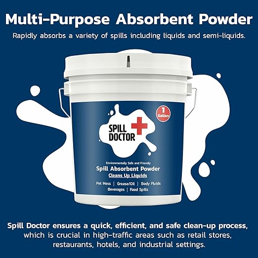 Absorbent Powder for Liquid Spills, Pet Accidents, Grease, Oil and Biohazards - A Quick Cleaning Solution for Home, Industrial, and Commercial Use