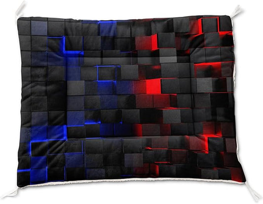 Dog Cat Bed Mat Ultra Soft Fluffy Pet Bed Washable Fashion Dog Crate Beds Comfy Comfy Pet Sleeping Pad Suitable for Pet Raised Bed(30"x26",Red Blue)