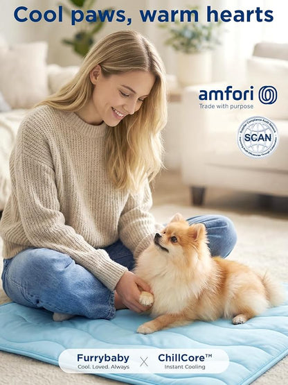 furrybaby Dog Cooling Mat for Large Dogs, 43"x32" Self Cooling Pet Cooling Mat for Dogs & Cats, QMAX>0.5, Thickened Cool Fiber, Cooling pad for Dog Bed, Durable Portable Indoor/Outdoor Summer