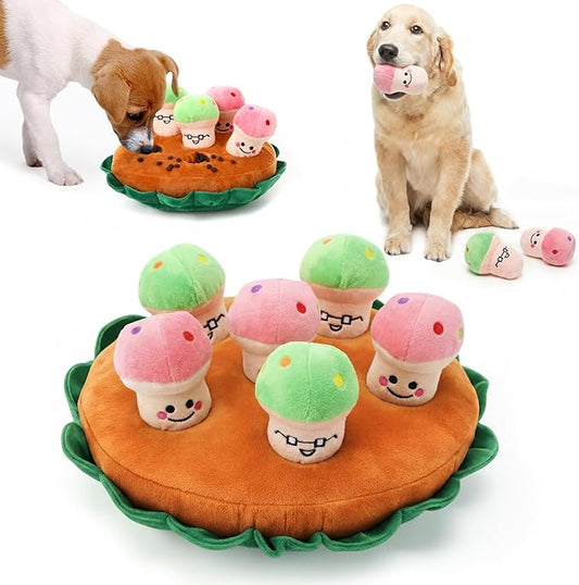 Skylety 7 Pcs Interactive Dog Toys Set, Snuffle Mat for Dogs, Treat Hiding Puzzle and Squeaky Plush, Mushroom Dog Toys for Small Medium Dogs, Training and Boredom Relief Plaything