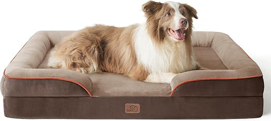 Bedsure L Plus Orthopedic Dog Bed for Large Dogs - Washable Dog Cat Bed Waterproof, L Plus Big Comfort Dogs Couch Sofa with Washable Removable Cover, Pet Bed with Nonskid Bottom, Brown, 38"