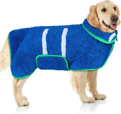 Dog Bathrobe Super Absorbent Dog Towels Large Quick Drying Robes for After Bath Soft Adjustable Warm Keeping Dogs Towel(S-XXL)