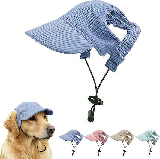 Pet Baseball Cap with Ear Holes - Multi-Color Sun Visor Hat for Dogs & Cats, Summer & Fall Beach Headwear for Puppies & Kittens (Blue, XS)