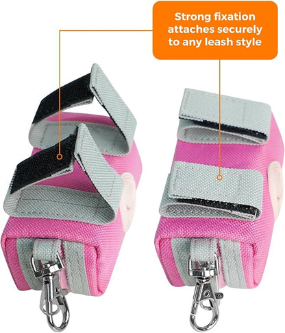 Dog Poop Bag Holder Zippered Pouch, Portable Dog Poop Bag Dispenser with 1 Metal Clip, Fashion Color Matching Canvas Waste Bag Holder for Leashes - Pink